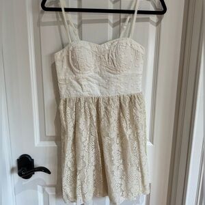 Cream Lace Dress with Spaghetti Straps